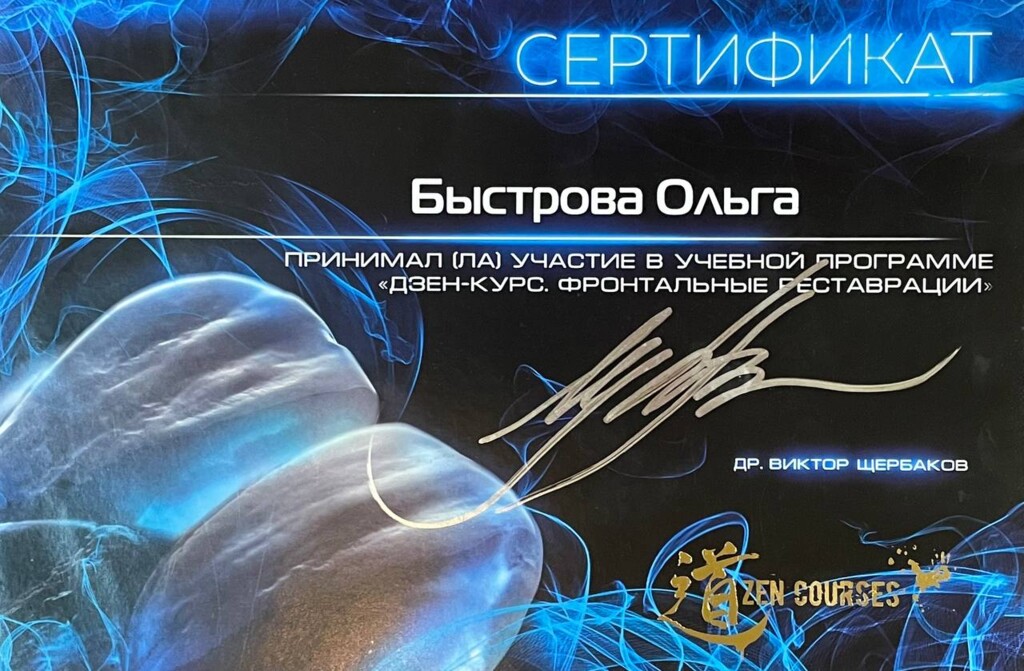 Дзен курс фронтальной реставрации доктора Виктора Щербакова. 2021 год.